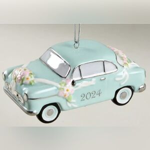 Lenox Pastel Blue Car Ornament with Floral Accents